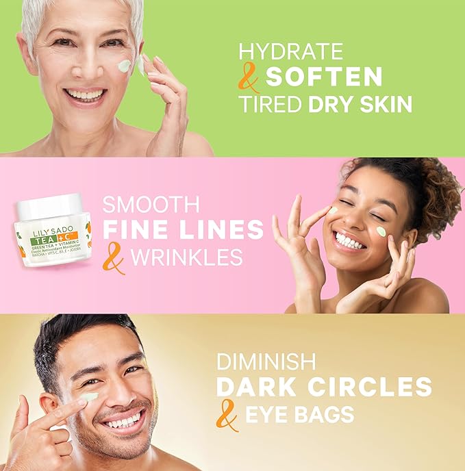 LILY SADO TEA+C™ Green Tea Matcha & Vitamin C Moisturizer - Antioxidant, Anti-Aging Anti-Wrinkle Daily Moisturizing Lotion - Hydrates, Softens, Firms & Tones for Soft Radiant Skin. For Women & Men.