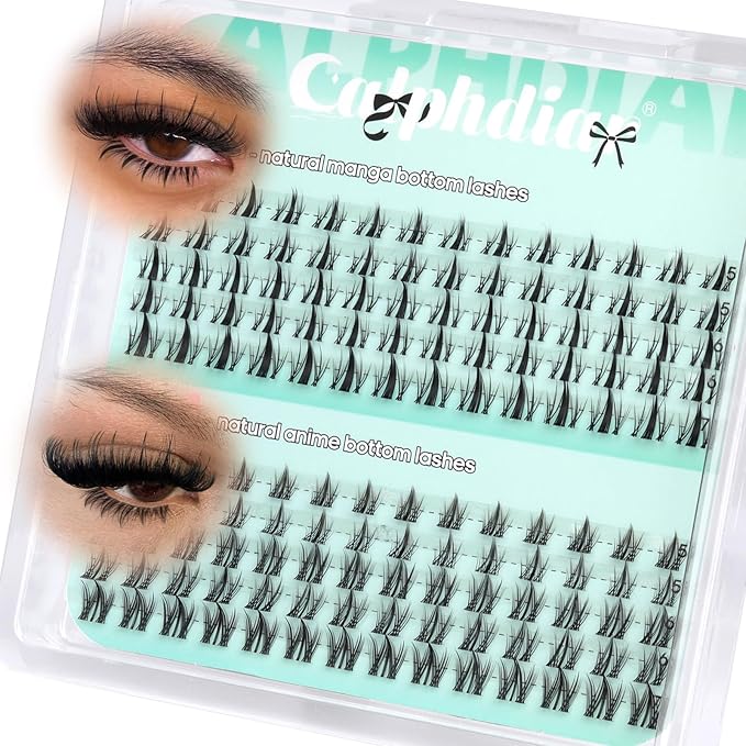 calphdiar Bottom Lash Clusters Fairy Lashes Clusters Manga Bottom Eyelash Clusters Natural Bottom Lash Extension 5-7mm Individual Lashes 2 Styles Anime Lower Eyelash Extensions Bottom Cluster Lashes