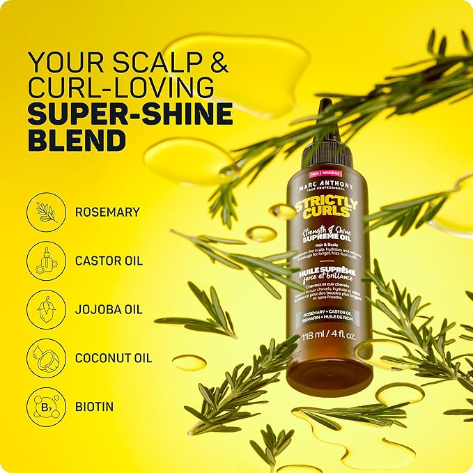 Marc Anthony Strengthening Scalp & Hair Oil for Curly Hair, Strictly Curls - Lightweight Hydrating Hair & Scalp Oil Adds Shine & Reduces Breakage for Long Lasting Curls - Non-Greasy & Reduces Frizz