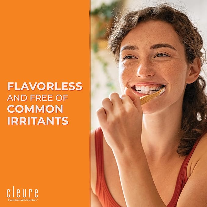 Cleure Original No Fluoride Toothpaste - SLS Free, Mint Free - with Xylitol for Fresh Breath & Helps Whiten - for Kids & Adults - Flavor Free (4oz Tube, Pack of 2)