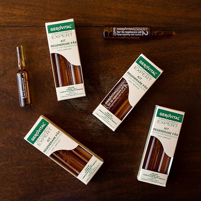 GEROVITAL Kit Hair Growth Serum, Hair Regeneration, Hydrates and Prevents Hair Loss, 20 ampoules: 10×10 ml and 10×5 ml