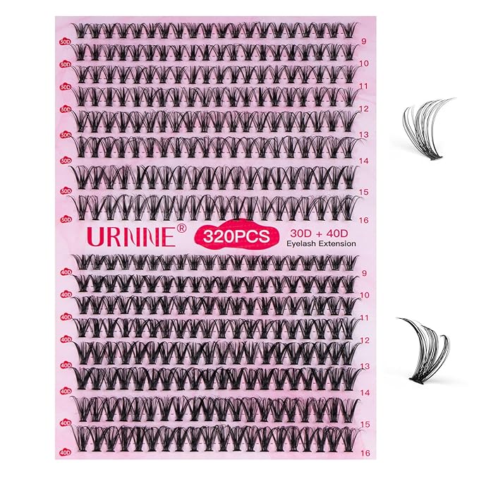 Lash Clusters 30D+40D 320pcs Eyelash Clusters 9-16mm Wispy Individual Lashes D Curl Cluster Eyelash Extensions DIY Lash Extension for Self（LD12）
