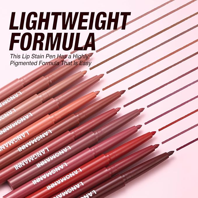 LANGMANNI 4Pcs Sculpting Matte Velvet Lip Liner Set,Smooth Creamy Texture,Waterproof And High Pigmented For Girls Daily Application Lip Makeup(5+6+7+8)