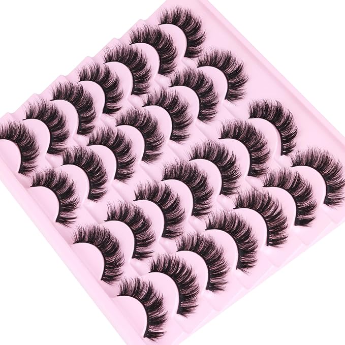 Natural Lashes Mink Fuzzy False Eyelashes Wispy Strip Fake Eyelashes Full Volume False Eye Lashes Pack Short Thick Lashes that Look Like Extensions 14 Pairs ALICROWN