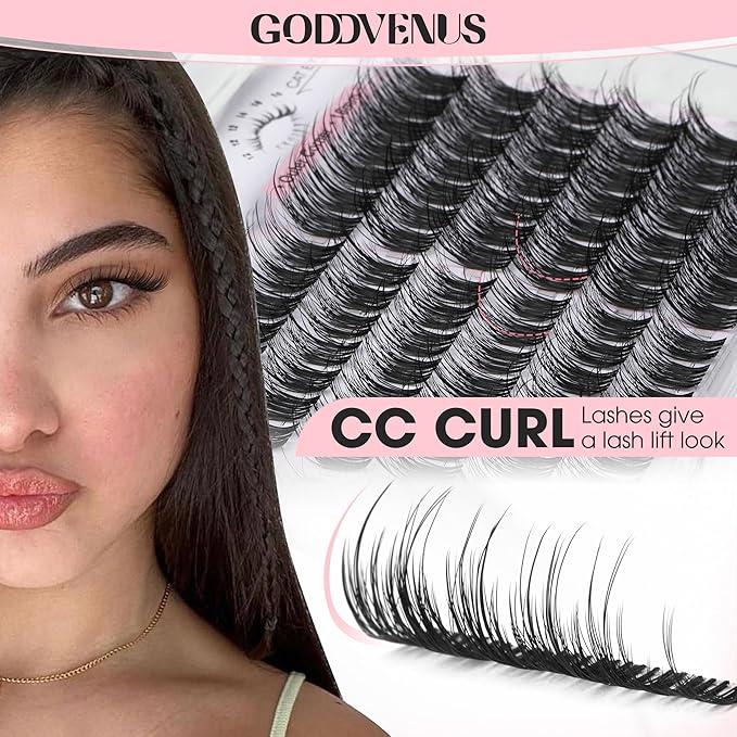 Wispy Natural Lash Clusters 12-14-16mm CC Curl DIY Cluster Eyelash Extensions for Clean Makeup, Individual False Eyelashes Cat Eye Lash Clusters