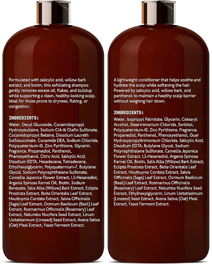 DEL SUR Scalp Cleansing Shampoo and Conditioner Set | 16 fl oz Each | with Camellia Japonica, Salicylic Acid & Willow Bark | Clarifying Oil Control for Build Up & Oily Scalp