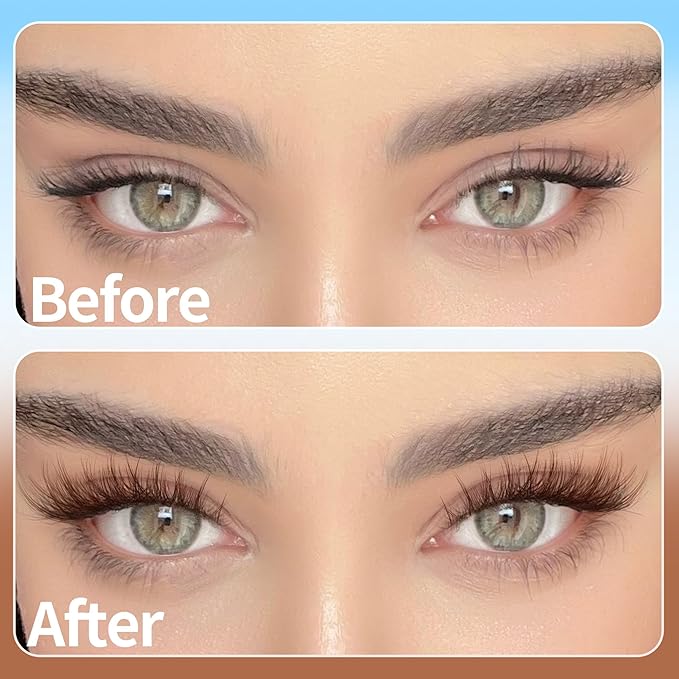 Brown Lash Clusters Kit Natural Eyelash Clusters Fluffy Lash Extension Kit Wispy Eyelash Extension Kit Matte Brown Cluster Eyelash Extensions 8-16mm Individual Lashes Clusters by TNFVLONEINS
