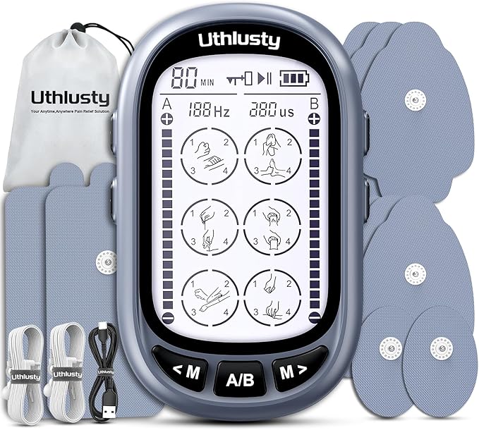 TENS Unit Muscle Stimulator for Pain Relief Therapy – 24 Modes TENS Machine & EMS Massager, Period Simulator Machine for Men & Women, Portable Muscle Stimulator for Back, Shoulder, and Neck Pain