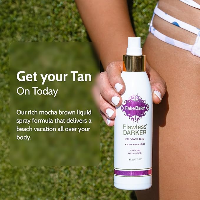 Self Tanning Liquid Flawless Darker by Fake Bake | Luxurious and Fast-Drying Solution that delivers the Beautiful Streak-Free Darkest Tan in the Range | Black Coconut Scent | 6 fl oz(pack of 2)