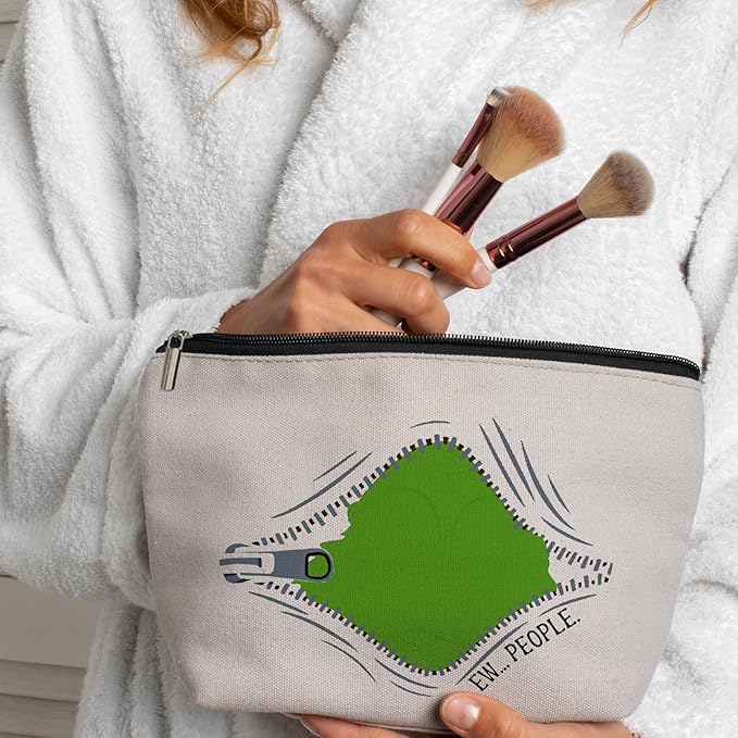 CLHHM Green Monster Makeup Bag Monster Fans Christmas Gifts Green People Zipper Pouch Bag for Women Lovers Fans Sister Daughter