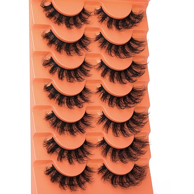 Mink Lashes Fluffy Dramatic Full False Eyelashes Volume Wispy Bushy 18MM Thick Fake Lashes Look Like Eyelash Extensions Pestañas7 Pairs Pack by JIMIRE