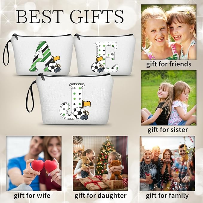 ARIOSEY Soccer Gifts Personalized Soccer Ball Cosmetic Bag for Purse Birthday Inspirational Gifts for Girls Women Team Coach Mom Stuff Travel Organizer-J