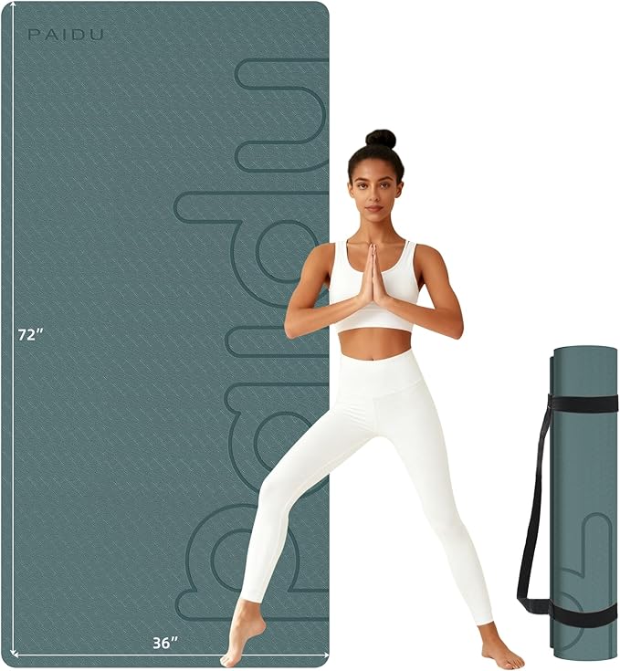 Large Yoga Mat, 72" x 36" x 2/5"（10MM） Thick Non-Slip Exercise Mat, SGS-Certified POE Material, Ideal for Home Gym, Yoga, Pilates, Fitness Workouts & Floor Mat