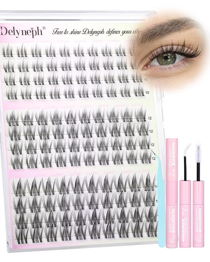 Short 10-12-14mm Lash Clusters Kit Manga Eyelash Clusters Kit Wispy Cluster Eyelash Extensions Clear Band Natural Lash Extension Kit Fairy Cluster Lashes by Delyneph