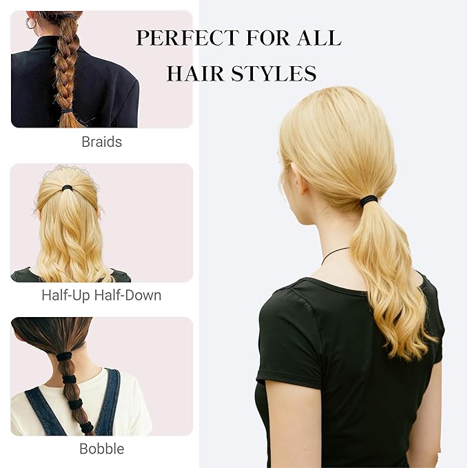 Hair Ties Set Seamless No Crease Secure Hold Damage Free Stretchy Hair Accessories for Women Girls Daily Styling Workouts Parties 127 Count Thick Thin Assorted Durable Elastic