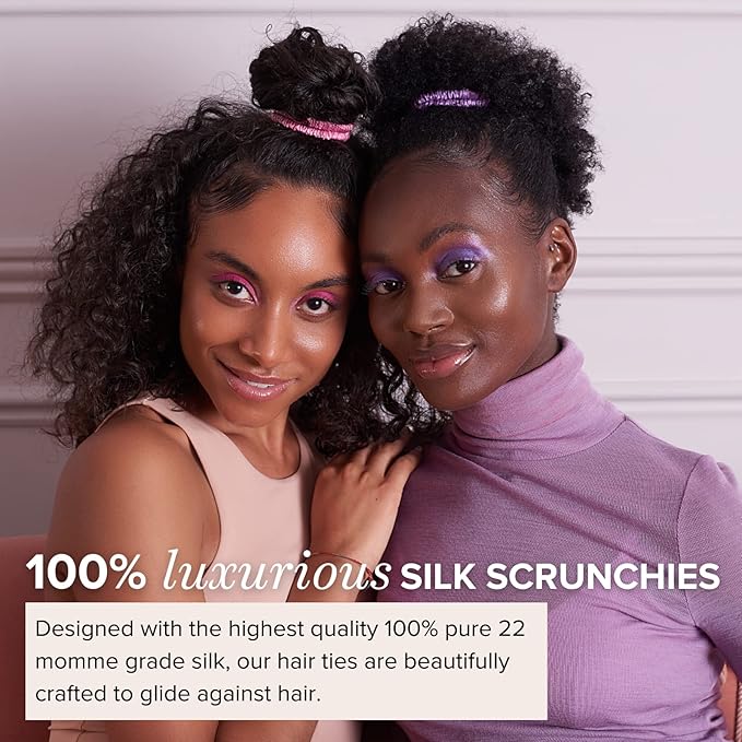 SILKE Hair Ties - Blossom | Luxurious Silk Scrunchies (6 Pack) for Women | All-Hold, No-Damage Hair Ties for All Hair Types & Styles