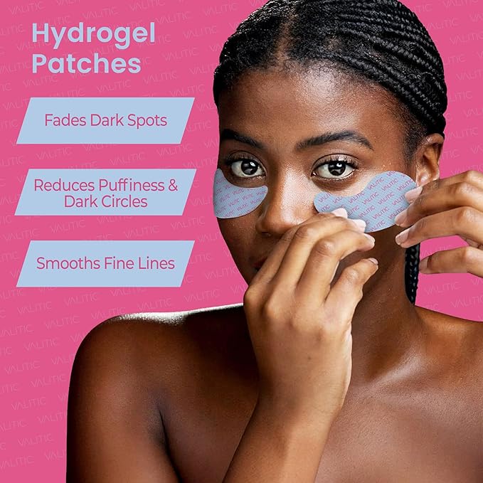 VALITIC Kojic Acid Under Eye Masks - Brightening Under Eye Patches Travel Essentials for Women and Men - Fades Dark Circles and Reduces Puffy Eyes - with Niacinamide, Collagen and Caffeine - 12 Pack