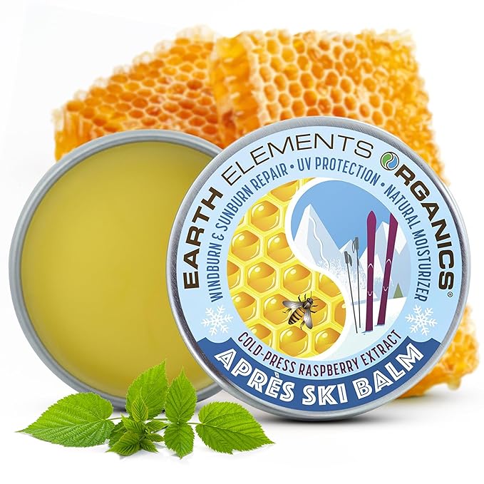 Earth Elements Organics Après Ski Balm Raspberry Leaf Oil, Natural Moisturizer for Skin Hydration, Organic Skincare for All Skin Types – 1 oz
