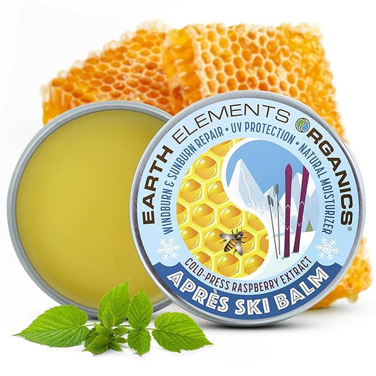 Earth Elements Organics Après Ski Balm Raspberry Leaf Oil, Natural Moisturizer for Skin Hydration, Organic Skincare for All Skin Types – 1 oz