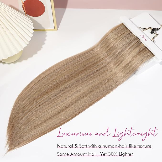 REECHO Hair Extensions, 11PCS Clip in Hair Extensions 24" Long Straight hair extensions HE005 Natural Soft Synthetic Hairpieces for Women – Dirty Blonde with Highlights