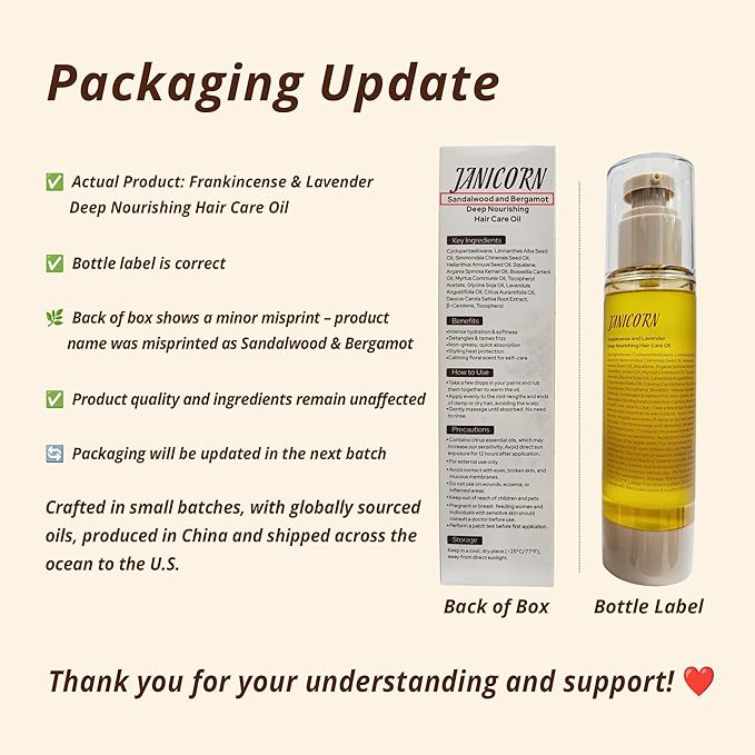 Leave-In Hair Oil – Nourishing & Conditioning Oil with Jojoba & Argan Oils, Frankincense & Lavender Aroma, Smoothness & Frizz Control for Dry or Damaged Hair, 3.4 fl oz / 100 ml