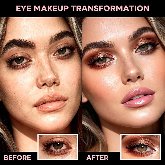 18-Shade Eye Makeup All-in-One Palette, Natural Nude Matte Shimmer Glitter, Long Lasting Baked Makeup Palette for Eye Highlight Blush, Earth Tones