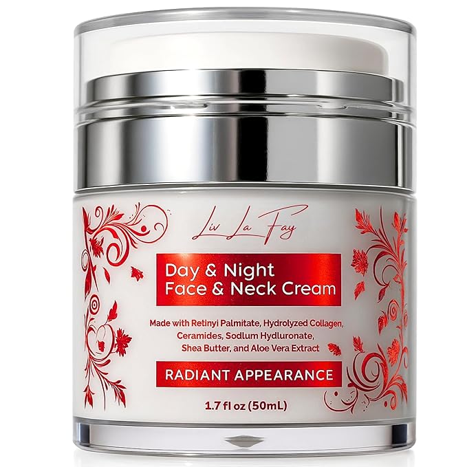 Liv La Fay Retinol Collagen Face Cream with Hyaluronic Acid & Ceramides – Anti-Aging Day & Night Moisturizer for Face, Neck & Décolleté – 1.7 fl oz