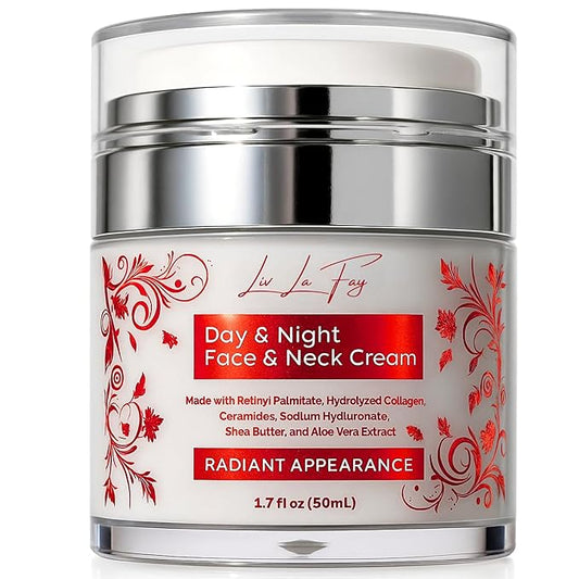 Liv La Fay Retinol Collagen Face Cream with Hyaluronic Acid & Ceramides – Anti-Aging Day & Night Moisturizer for Face, Neck & Décolleté – 1.7 fl oz