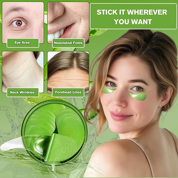 Lktvys Aloe Vera Eye Gel Patches 2 Pack 120 PCS, Soothing & Hydrating, Reducing Dark Circles and Puffiness, Collagen-Infused Eye Mask, Refreshing & Rejuvenating, Suitable for Both Men and Women
