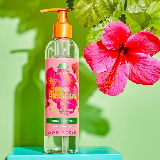 Tree Hut Pink Hibiscus Moisturizing Bare Shave Oil | Made with Soothing Jojoba Oil | Gel-to-Oil Formula Helps Prevent Razor Bumps, Ingrown Hairs, & Skin Irritation | 7.7 fl oz.