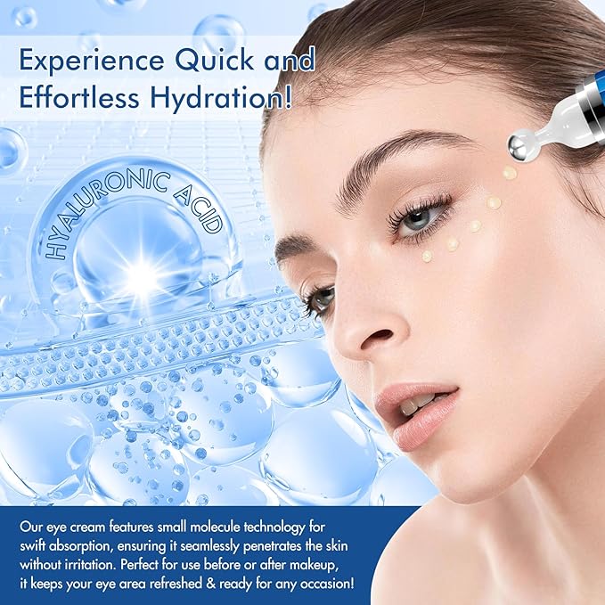 5% Caffeine Eye Serum for Dark Circles & Puffiness, Under Eye Serum with Retinol, Hyaluronic Acid & Niacinamide, Cooling 360° Roller Eye Treatment for Fine Lines, 0.5 fl oz