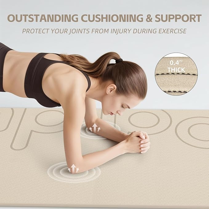 Large Yoga Mat, 72" x 36" x 2/5"（10MM） Thick Non-Slip Exercise Mat, SGS-Certified POE Material, Ideal for Home Gym, Yoga, Pilates, Fitness Workouts & Floor Mat