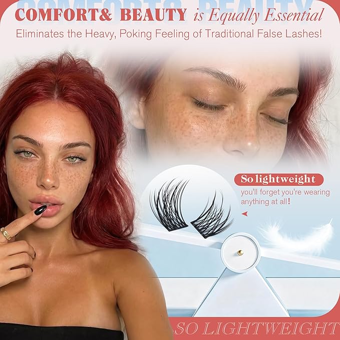 Natural Lash Clusters 8-10-12MM Short Cluster Eyelash Extensions C-curly DIY Lash Extension Eyelash Clusters Ultra Thin Lash Band Individual Lashes for Clean Girl Makeup by Newcally