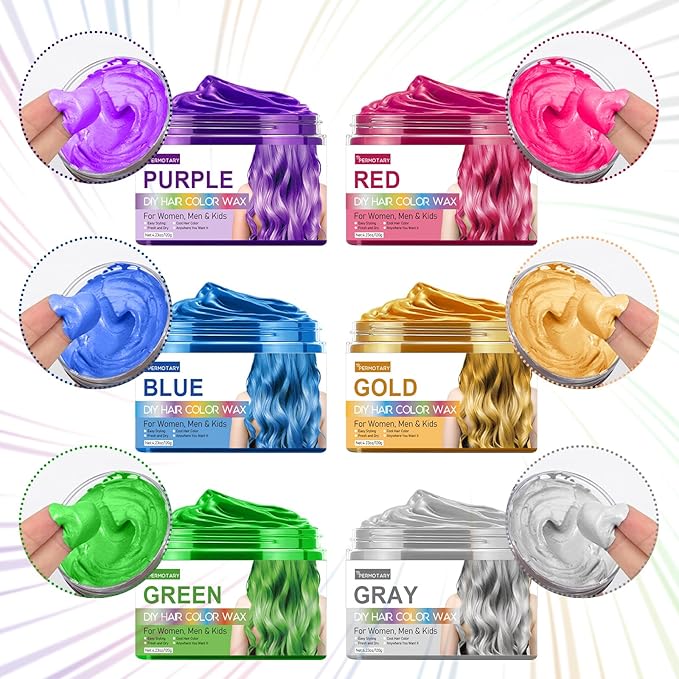 Permotary 6 Colors Temporary Hair