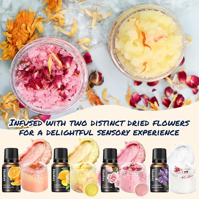 Body Scrub Making Kit- Make Your Own Salt Body Scrub, Salt Scrub for Body with Almond Oil, Moisturizing and Exfoliating Dry Skin Hand Foot, DIY Organic Body Care Christmas Gifts For Women & Men