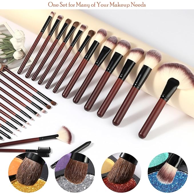 Yasingsi Makeup Brushes Set 26-Piece Makeup Brushes Premium Synthetic Foundation Powder Concealer Blush Eyeshadow Contour Professional Makeup Brush Set with 2 Brush Bags