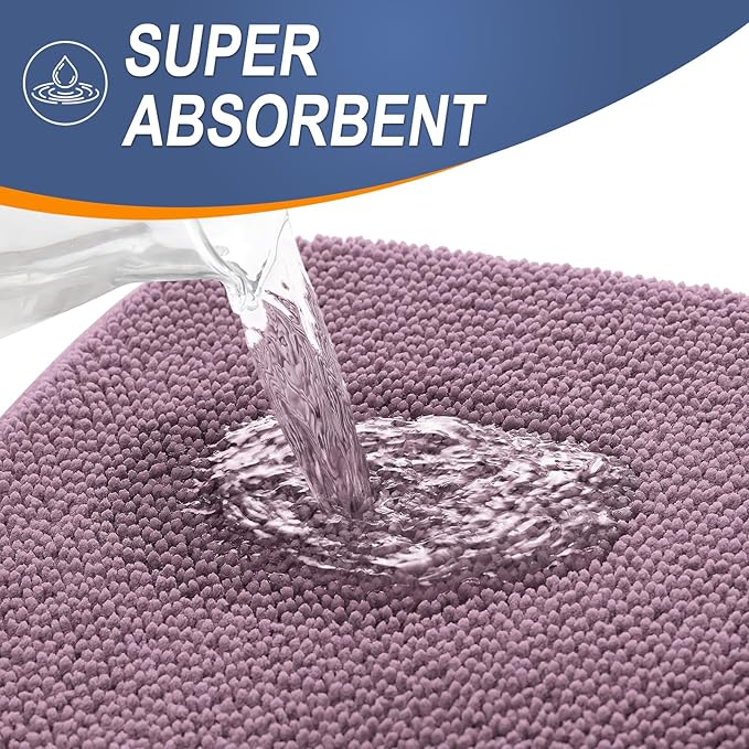 OLANLY Thick Memory Foam Bath Mat Rug 47x20, Extra Soft Absorbent Bathroom Rug, Quick Dry Bath Mats, Non-Slip, Machine Washable Carpet for Bathroom, Tub and Shower, Home Decor Accessories, Deep Plum