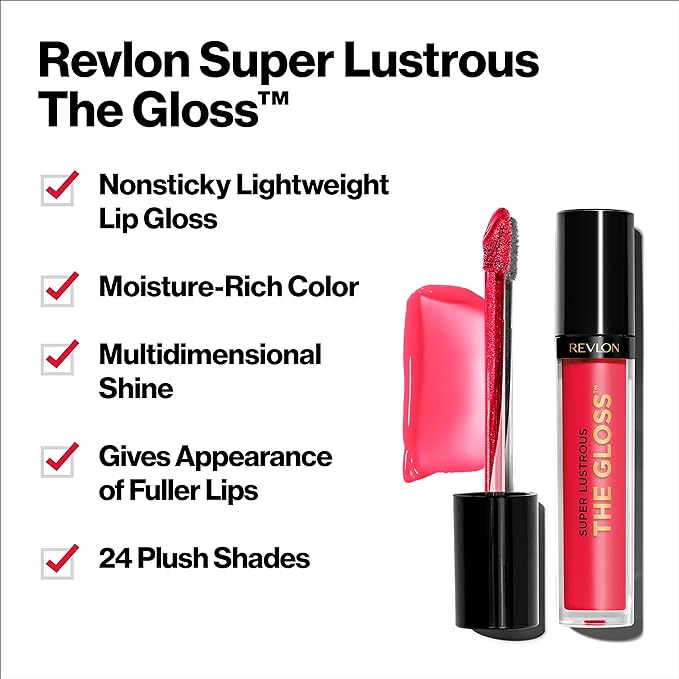 REVLON Lip Gloss, Super Lustrous The Gloss, Non-Sticky, High Shine Finish, 247 Desert Spice, 0.13 Oz (Pack of 4)