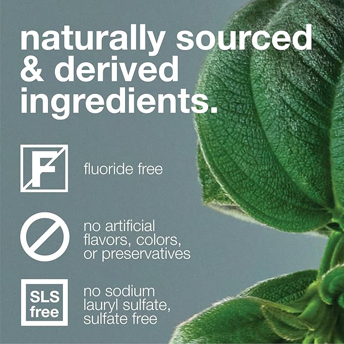 Davids Fluoride Free Toothpaste, Teeth Whitening, Antiplaque, SLS (Sulfate) Free, Promotes Enamel Health, Mouth & Gum Detox, EWG Verified, Peppermint, 5.25oz