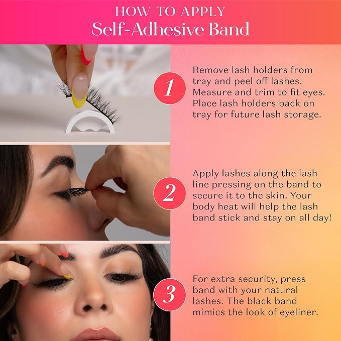 Lilly Lashes Self Adhesive Eyelashes (Half Lashes), No Lash Glue Needed, Body Heat Activated Press on Lashes, Reusable Self Adhesive Eyelashes Up to 5x, Easy to Apply & Remove (SceneStealer)