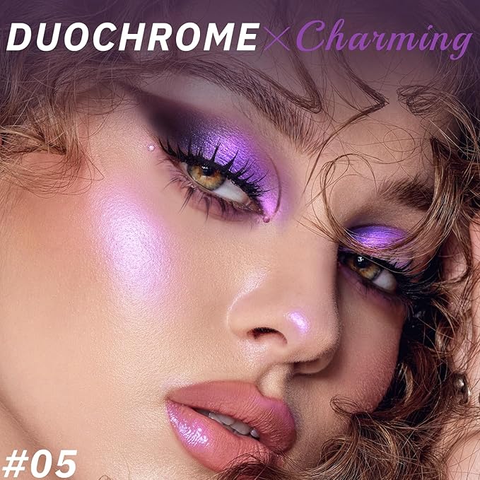 Noerrors Liquid Chameleon Eyeshadow,Metallic Purple Multichrome Eyeshadows,Multi-Reflective Eye Look,High-Impact Finish,Long-lasting Holographic Glitter Highlighter,Plum Eye Topper for Party Makeup