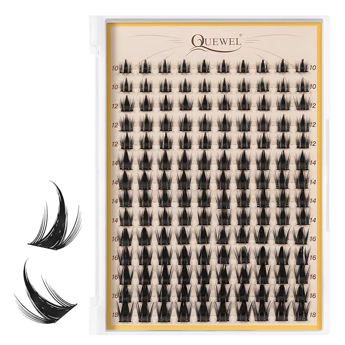 QUEWEL Manga-Lash-Clusters, 140pcs Lash-Clusters Mix10-18mm Wispy Natural Invisible Band Eyelash Clusters for DIY Cluster Eyelash Extensions(Manga DH)