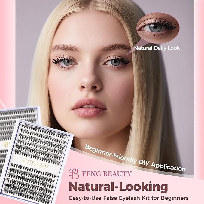 DIY Lash Clusters Kit, 240PCS 30D+40D Mixed Lengths 10–16mm, Natural Wispy Fluffy Look, 2-in-1 Bond&Seal+Precision Tweezer, Lashes Extension Kit (0.07D, 10-16mm, Individual Lashes Kit)