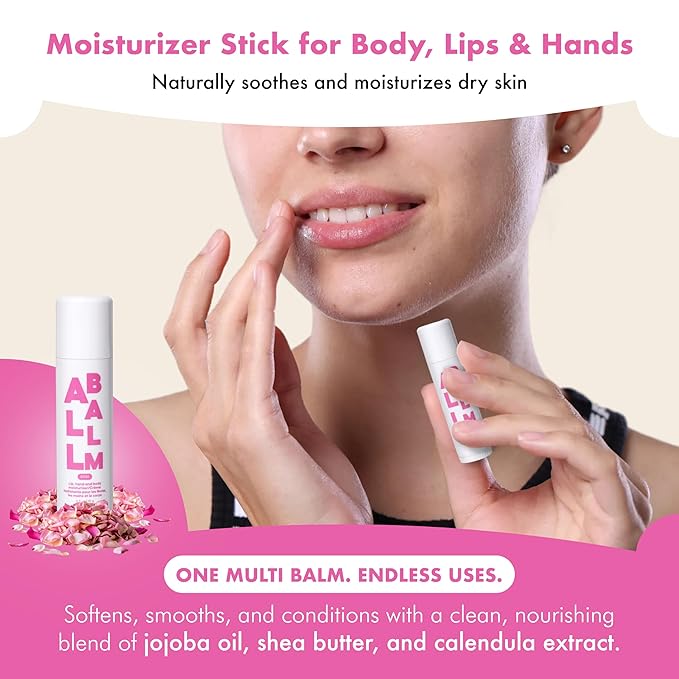 Zizia Rose Multi Balm Stick – Moisturizing and Hydrating Stick for Lips, Hands & Body – with Shea Butter, Jojoba Oil, Aloe Vera, Calendula – Beauty Moisturizer - Travel Essentials - 0.5 oz