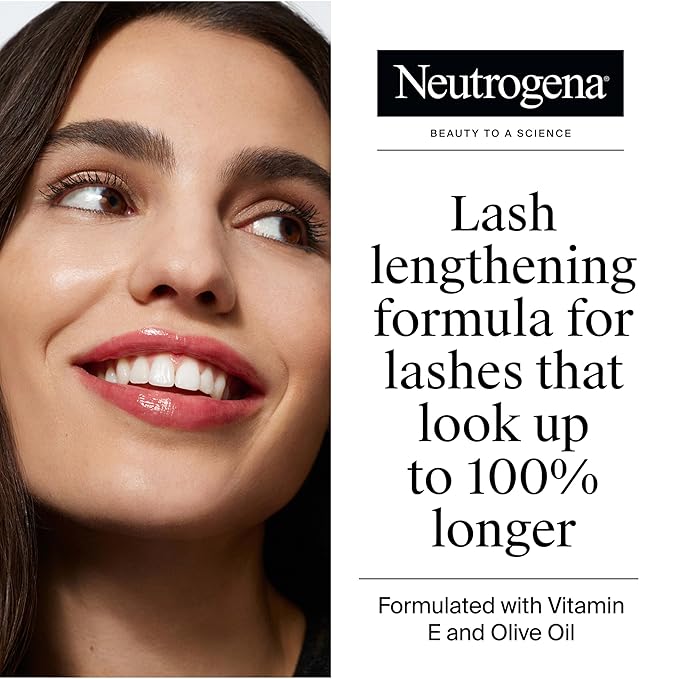 Neutrogena Healthy Lengths Mascara for Stronger, Longer Lashes, Clump-Free, Smudge Proof, Flake-Free, Lengthening Mascara with Olive Oil & Vitamin E Nourishes Eyelashes, Brown 03, 0.21 oz