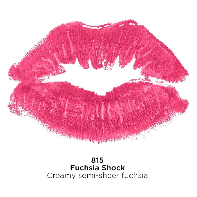 Revlon Super Lustrous Lipstick, Creamy Formula For Soft, Fuller-Looking Lips, Moisturized Feel, Fuchsia Shock (815), 0.15 oz