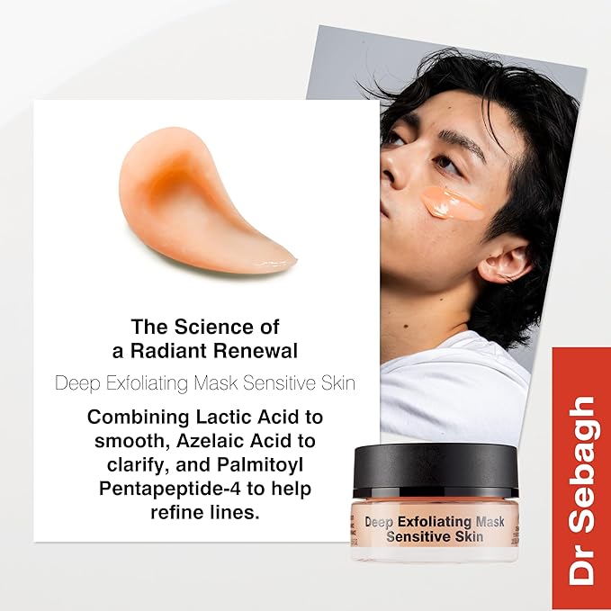 Dr Sebagh Deep Exfoliating Mask (Travel Size 0.5 fl oz) - Gentle Exfoliating for Sensitive Skin - Lactic Acid Detox & Pore Cleansing - Anti-Aging Skin Mask for Radiance & Renewal