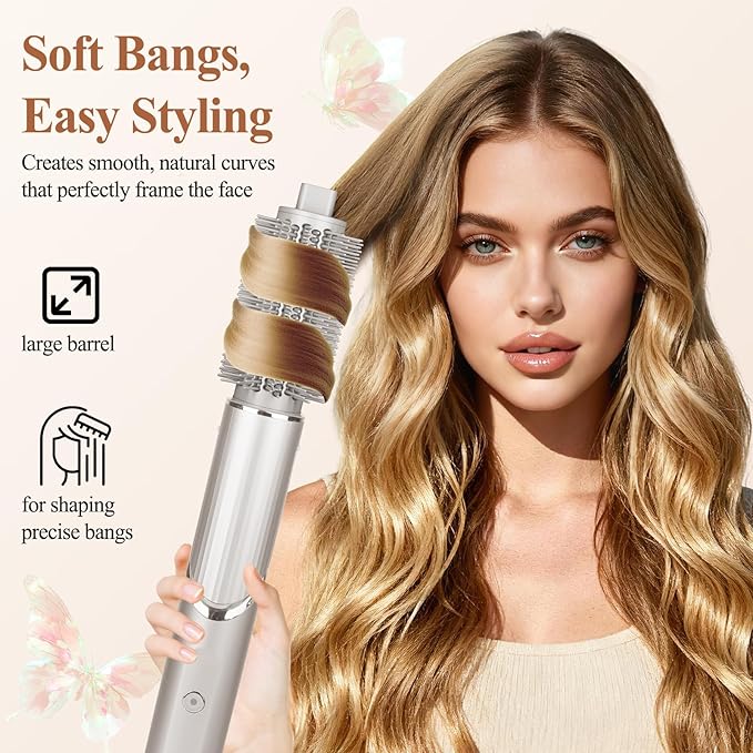 Upgraded Large Round Volumizing Brush for Shark FlexStyle Attachment, Big Barrel Round Brush Compatible with Shark Flex Style, Fast Blowouts Smooth Bends Full Volume Tool for All Hair Type