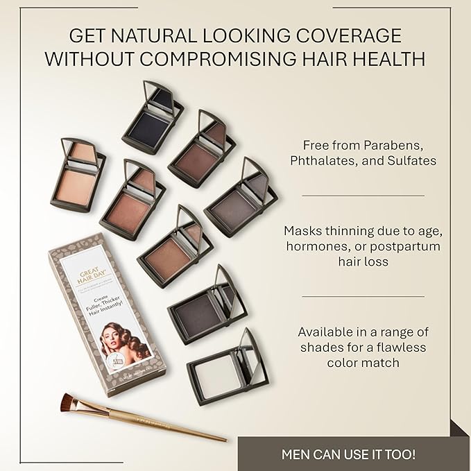 Joan Rivers Great Hair Day Root Touch Up Powder and Hair Color Stick - Root Cover Up Hair Powder and Root Touch Up Stick for Thicker, Fuller Looking Hair (Brunette)