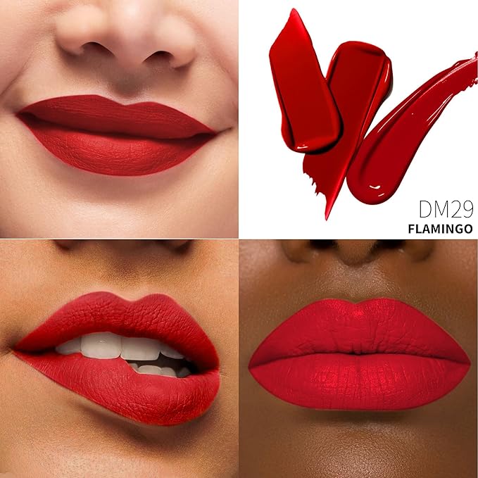 Depuplum 3Pc Matte Liquid Lipsticks for Women Red Lipstick Brown Lisptick Purple Lipstick Cruelty Free Long Lasting Lip Makeup, DM15+22+29
